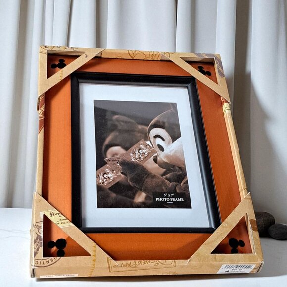 Disney World PARKS Mickey Mouse Picture Frame 5”x 7” Beveled Wood 4 Corner Ears - Picture 6 of 7